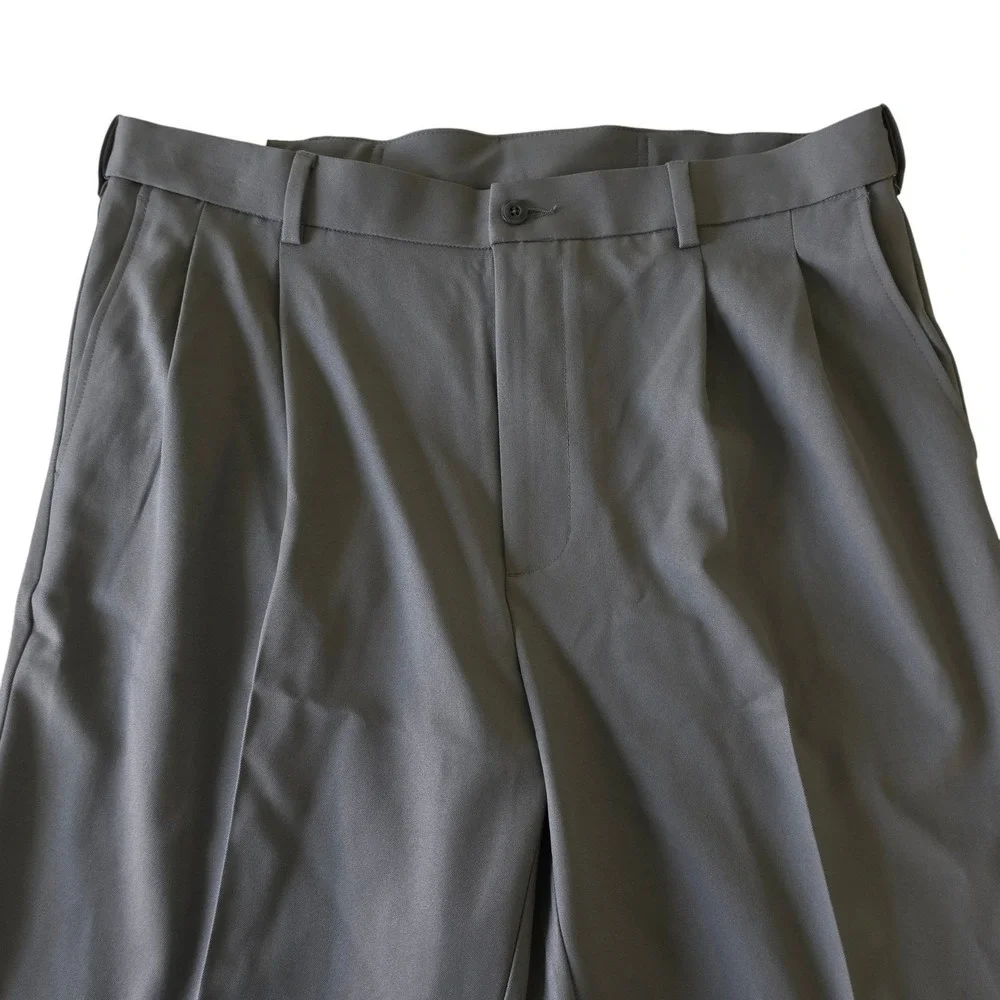 Grand Slam Mens Golf Pants Grey‎ Pleated Expandable Waist Cuffed 36x32
